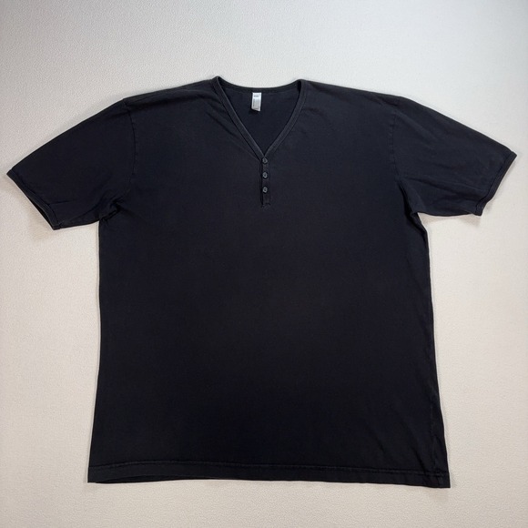 American Apparel Other - American Apparel‎ Henley Shirt Men's XL Black 100% Combed Cotton *HOLE*